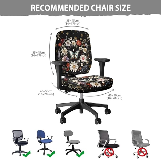 GLENLCWE Mandala Style Butterfly Flower Seat Covers for Chairs Protective Easy to Install Seat Cushion Split Protectors Lightweight Computer Office Chair Cover