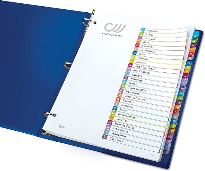 Avery Dividers for 3 Ring Binders, 12 Tabs per Set, Customizable Table of Contents, Multicolor Arched Tabs, Great for Organizing Reports, Projects, and More (24 Sets of 11843)