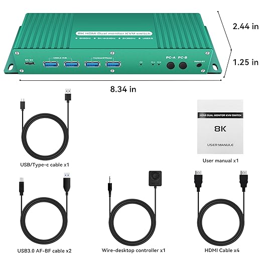 HDMI kvm Switch 2 Monitors 2 Computers 4k 240hz 2 pc 2 Monitor 5k 240hz hdmi2.1 kvm Switches 2 in 2 Out 4k 144hz Hdmi kvm 1440p 120hz 144hz 165hz FreeSync G-SYNC
