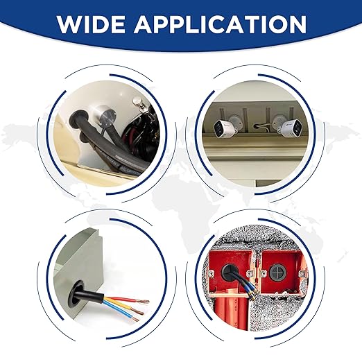 rubber Grommet kit - pack of 190 in 2 Types of rubber Grommets for wiring Including 2 Sizes of Hole Plugs & 8 Sizes Wire Grommets- Firewall grommet kit Handles Complete safety & Sealing