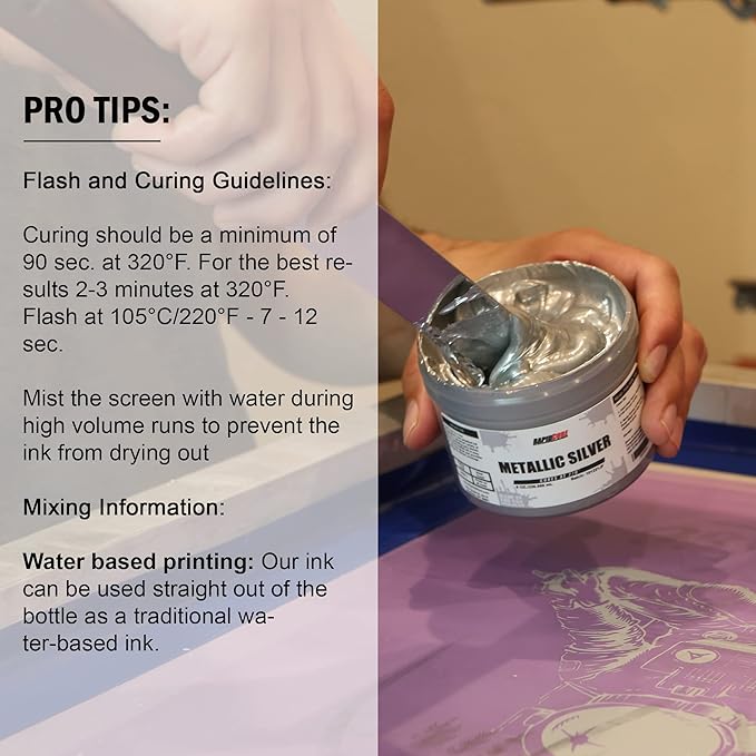 Rapid Cure® Screen Printing Ink Silver (Gallon - 128oz.) - Plastisol Ink for Screen Printing, Fast Curing Fabric Paint - Screen Print Direct®, USA Made