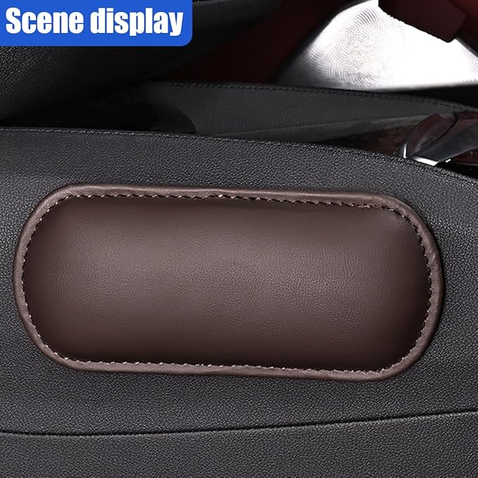 2PCS Car Door Armrest Pads, Soft Leather Memory Foam Car Arm Rest Cushion Pad for Elbow Leg and Knee Support, Universal Comfortable Auto Center Console Pillow for Most Vehicles (Brown)