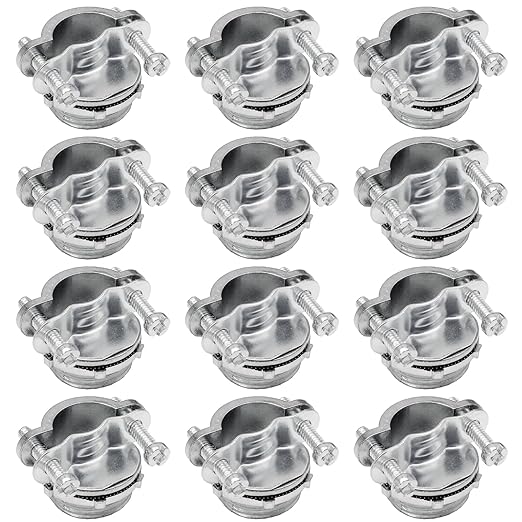 Bonsicoky 12 Pcs 3/4 Inch Clamp Type Cable Connectors - Zinc Alloy Clamp Cable Connector Fittings for Metallic Conduit Protect Electric Wires Electrical Box Cables