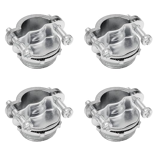Bonsicoky 4 Pcs 1/2 Inch Clamp Type Cable Connectors - Zinc Alloy Clamp Cable Connector Fittings for Metallic Conduit Protect Electric Wires Electrical Box Cables
