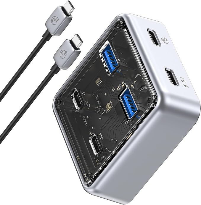 ORICO 10Gbps USB C Hub, 4-Port Zinc Alloy USB 3.2 Splitter with 2 USB-A & 2 USB-C Ports, High-Speed Data Extender for Laptops, PCs, Desktops, and More (3.28Ft)