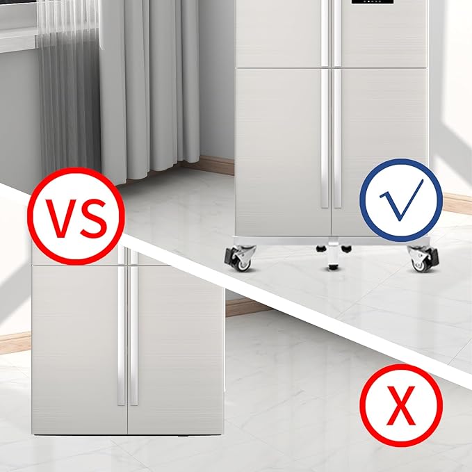 Heavy Duty All Steel Fridge Stand with Wheels Mobile Base Universal Adjustable Washing Machine Stand Multi-Functional Base Furniture Dolly for Refrigerator, Washer and Dryer(White/Large)