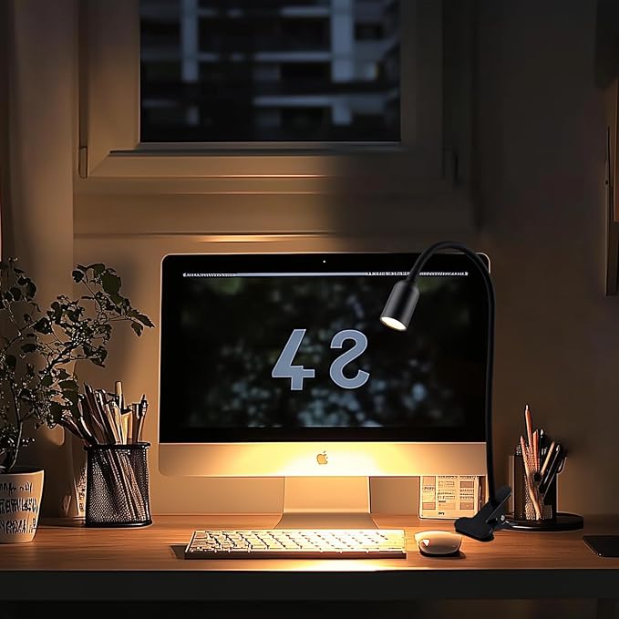 DAMI LED Reading Light for Bed Headboard – Dimmable Clip-On Book Light with Flexible Gooseneck, Adjustable Color Temperature (3000/4000/6000K), USB-Powered Desk Lamp for Dorms and Home
