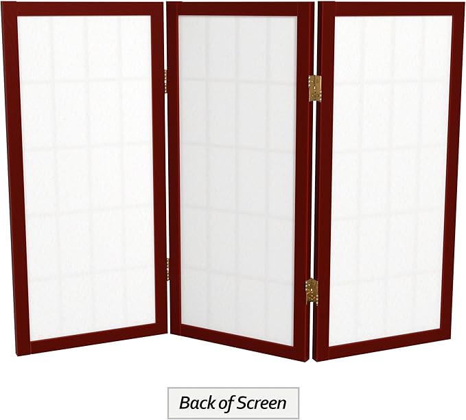 2 ft. Short Desktop Window Pane Shoji Screen - Rosewood - 3 Panels