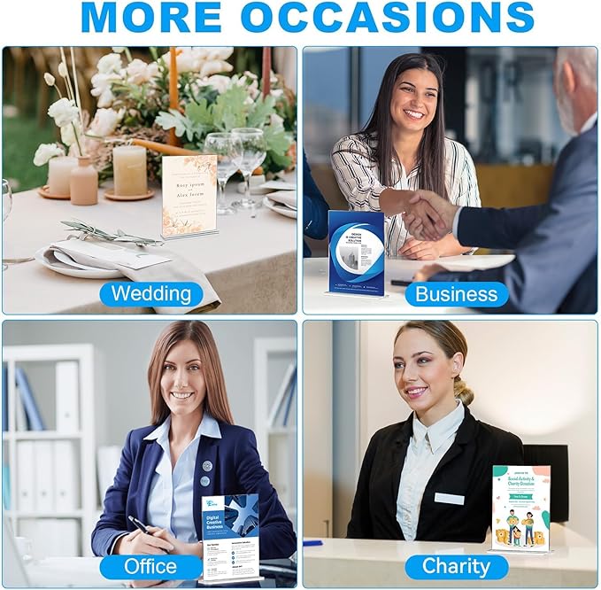 EHWINE 4 Pack Acrylic Sign Holders 4x6 Double-Sided Tabletop Display Stands for Menus Flyers & Signs, Clear Acrylic Picture Frame for Office Business Store & Events