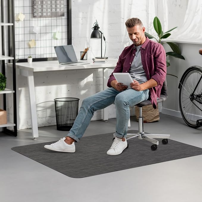Blvornl Office Chair Mat for Hardwood Floor, 32.3"x 47.2" Desk Chair Mat for Hard Wood and Tile Floor, Large Anti-Slip Hard Floor Protector Rolling Chair Pad, PVC Desk Rug, Black