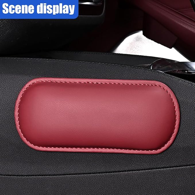 2PCS Car Door Armrest Pads, Soft Leather Memory Foam Car Arm Rest Cushion Pad for Elbow Leg and Knee Support, Universal Comfortable Auto Center Console Pillow for Most Vehicles (Red)