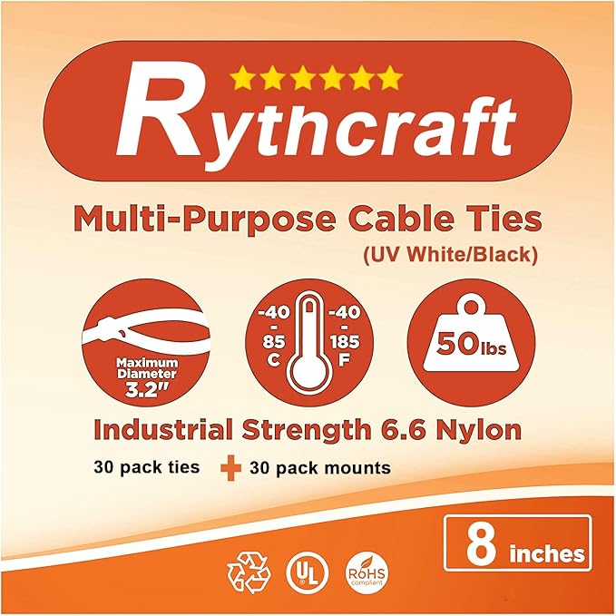 30 Pack 2 inch Zip Tie Adhesive Mounts Self Adhesive Cable Tie Base Holders with Multi-Purpose Tie wire clips with screw hole,Anchor stick on wire holder with 8 inch zip ties (Black&White)
