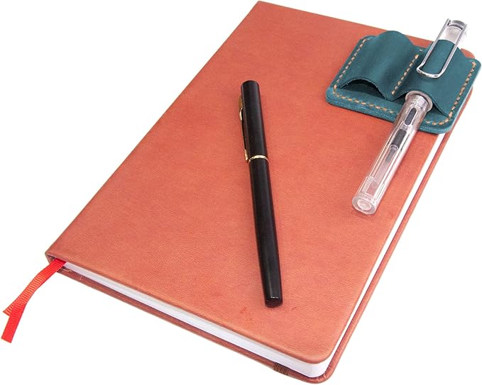 Handmade Leather Pen Holder Clip Notebook Pen Loop Stylish, notebook pen pencil holder clip and Practical Pen Organizer (Blue)