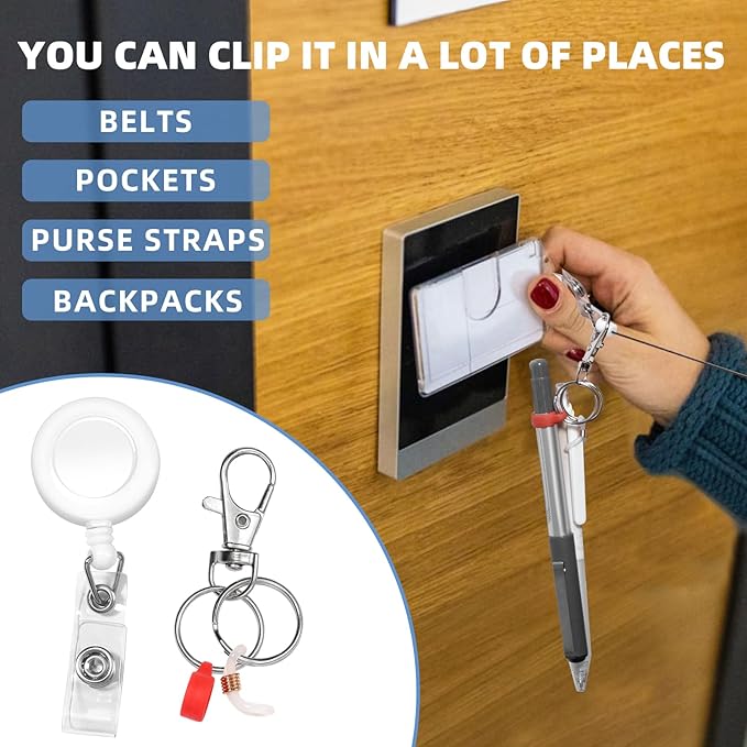 6 Pcs Pen Holders - Retractable Badge Reel, Pen Clip for Lanyard, Nurse ID Badge Holder, Office Hospital Accessories