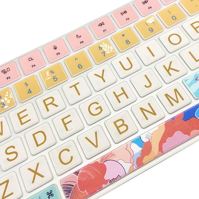 Keyboard Cover Skin for 2021 New Apple iMac Magic Keyboard (Model: A2520) with Numeric Keypad and Touch ID, Cute Printing Silicone Keyboard Protector, Litter Flowers