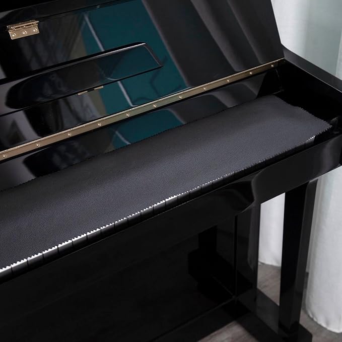 Piano Keyboard Anti-Dust Cover High Technology Fabric Key Cover Cloth Fit For Upright Piano, Electric Piano & Grand piano (Dark blue) (Black)