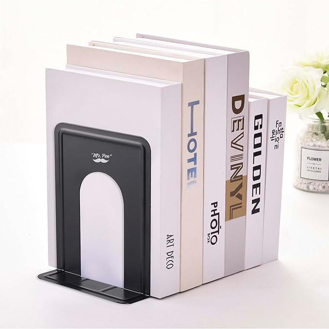 Mr. Pen- Book Ends, 8 Pack, Black, Heavy Duty Metal Bookends for Shelves, Book Holders for Shelves, Metal Bookends