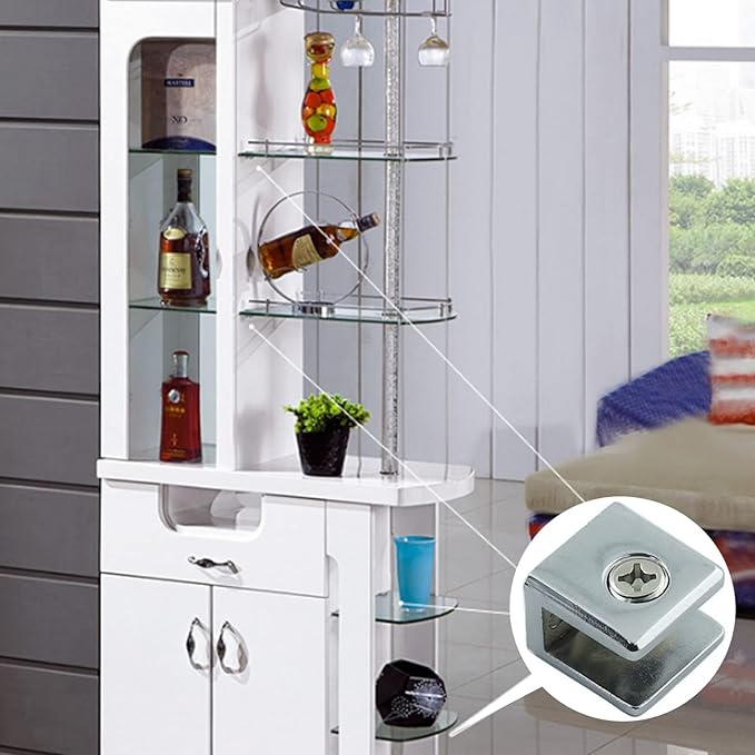 Glass Shelf Bracket Glass Clamp Holder Adjustable Clamp Shelf Clip for 6-10mm Thickness - 4pcs