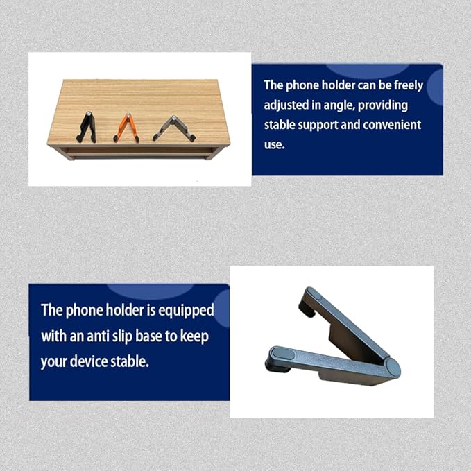 JZD Cell Phone Stand for Desk - Adjustable Angle Foldable & Portable Holder with Stable Base for All Smartphones 
