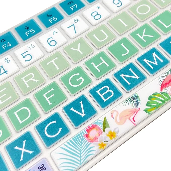 Keyboard Cover Skin for 2021 New Apple iMac Magic Keyboard (Model: A2520) with Numeric Keypad and Touch ID, Cute Printing Silicone Keyboard Protector, Flamingo