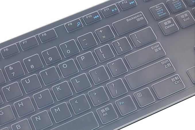 Keyboard Cover Skin Compatible for Dell KM636 KB216 KB216t KB216p Wireless/Wired Keyboard & Dell Optiplex 5250 3050 3240 5460 7450 7050, Inspiron AIO 3475/3670/3477 All-in One Desktop (Clear)