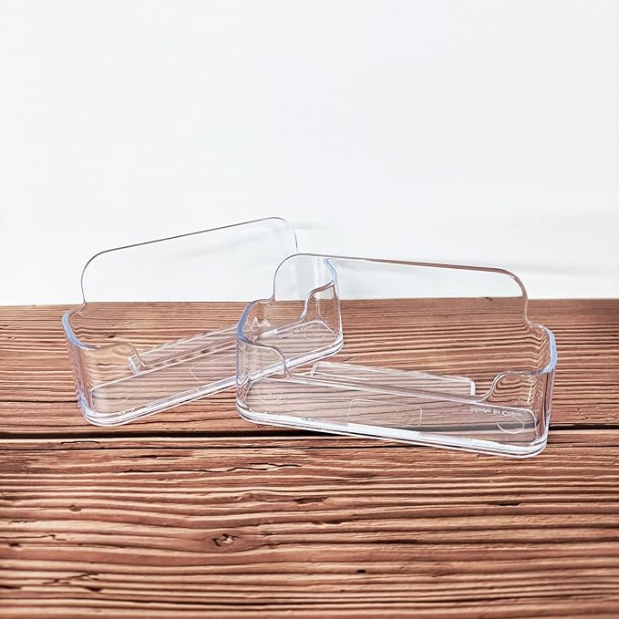 HSYMQ 4 Pack Business Card Holder for Desk, Clear Acrylic Plastic Business Cards Display Holders Stand, Fits 30-50 Business Cards