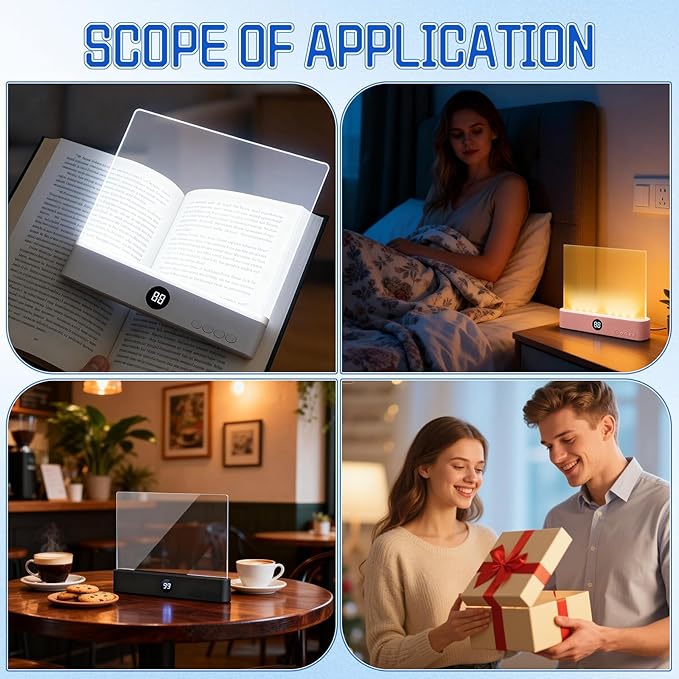 LED Reading Light, Rechargeable Clear Flat Book Light with 3 Colors & Timer, Dimmable Book Lights for Reading at Night, Doodleable Panel Plate Lamp Full Page Lights, for Book Lovers (White)
