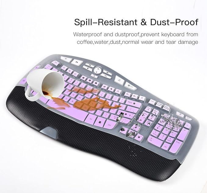 CaseBuy Keyboard Cover for Logitech K350, MK550, MK570 Wireless Wave Keyboards - Ultra Thin Protector, Ombre Purple