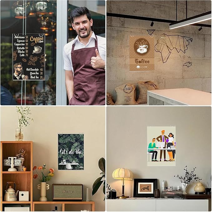 Acrylic Sign Holder 11x17 Vertical, Wall Mount Document Holder, Clear Plastic Picture Frame with Tape Adhesive and Screws for Office, Home, Store, Restaurant - 3Pack