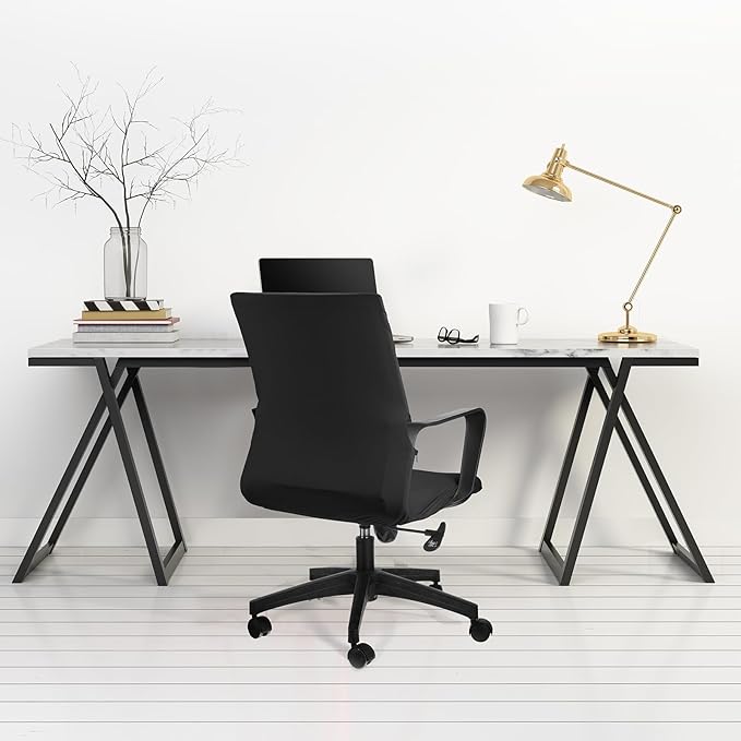Tallew Office Chair Cover Stretchable Computer Universal Chair Seat Covers Removable Desk Chairs Slipcovers Washable Office Cushion Backrest for Rotating(Black)