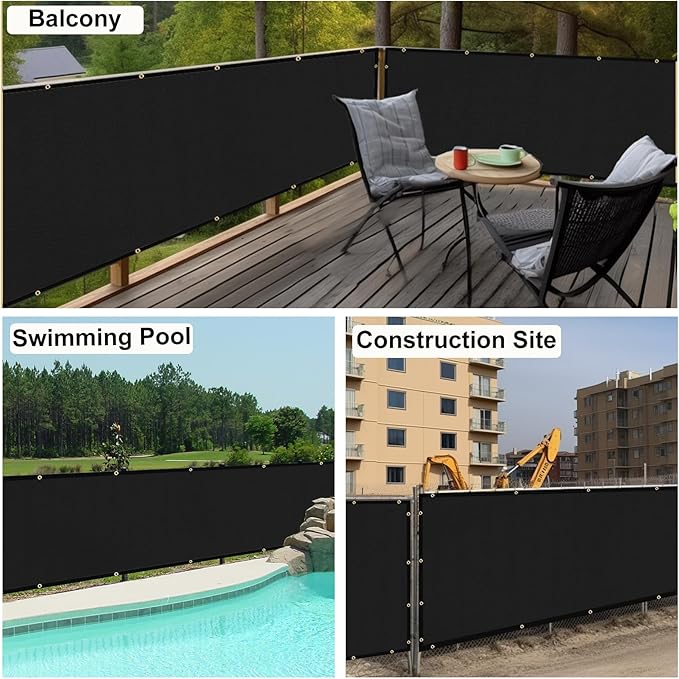 UPGRADE Privacy Fence Screen 3'x38' Black Outdoor 90% Visibility Blockage 170 GSM Mesh Shade Cover Panels for Backyard,Balcony,Home Decoration with Zip Ties,Customized Avaliable