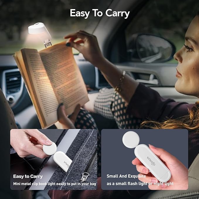 VAVOFO USB Rechargeable Bookmark Reading Light, Blue Light Blocking Amber LEDs for Bedtime Reading - Clip On, 9 Lighting Modes