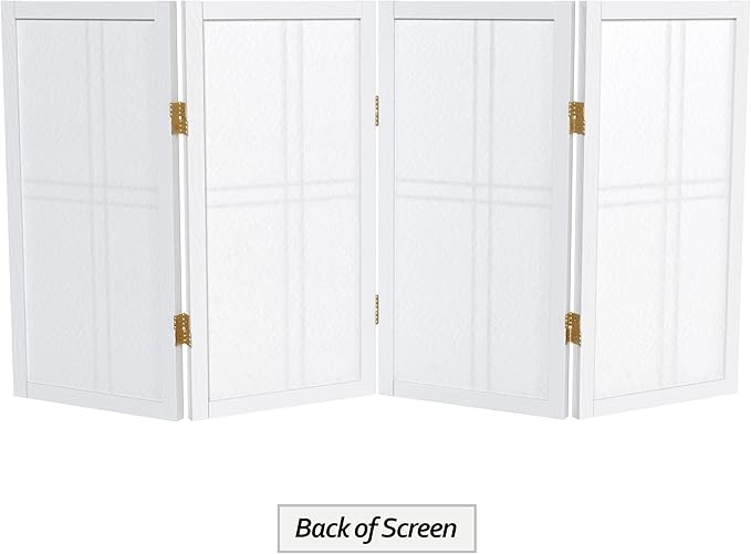 2 ft. Short Desktop Double Cross Shoji Screen - White - 4 Panels