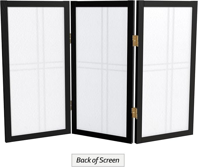 2 ft. Short Desktop Double Cross Shoji Screen - Black - 3 Panels