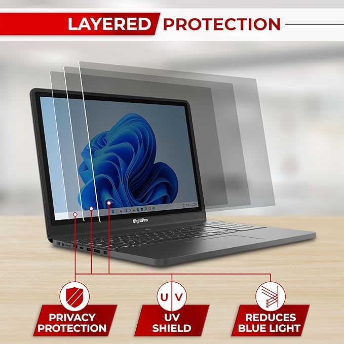SightPro 17.3 Inch 16:9 Laptop Privacy Screen Filter - Computer Monitor Privacy Shield and Anti-Glare Protector