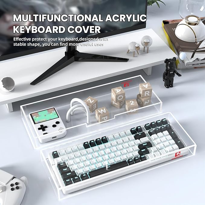 ZIYOU LANG KC04 Acrylic Clear Transparent Keyboard Cover(17.4 * 6.5 * 1.89 inch) with Dustproof Waterproof Anti-hit Anti-cat Protective Case for Standard 98Key Mechanical Gaming Keyboard