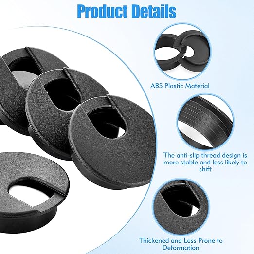 4 Pcs Desk Grommet 2 Inch, ABS Plastic Desk Hole Cover for Cables, U-Shaped Grommet Hole Cover for Office Home School Computer Desk Equipment Cable Cord Organizer
