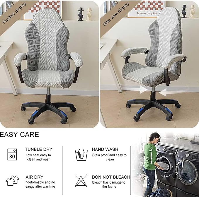 Gaming Chair Cover - Stretchable Machine Washable Fabric Computer Chair Seat Slipcovers Fits Most Office/PC Chairs & Racing Style Seats (NO Chair)