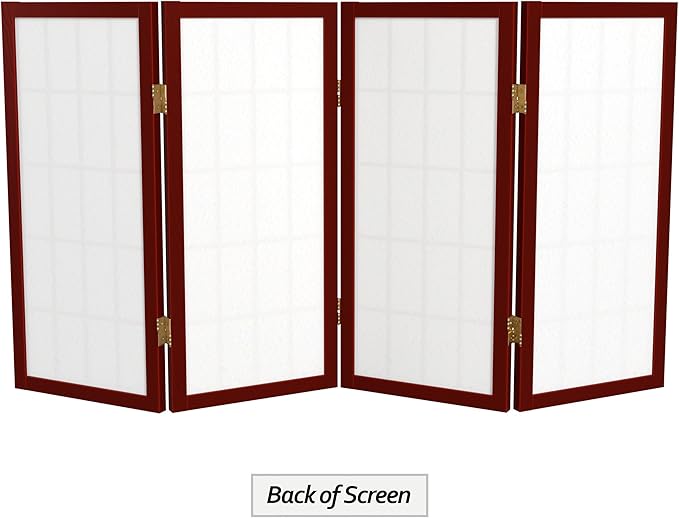 2 ft. Short Desktop Window Pane Shoji Screen - Rosewood - 4 Panels