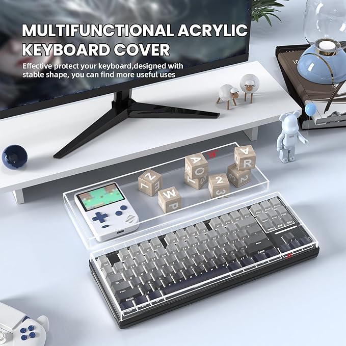 ZIYOU LANG KC03 Acrylic Clear Transparent Keyboard Cover(13.9 * 5 * 0.9’’) with Dustproof Waterproof Anti-hit Anti-cat Protective Case for 75% Layout 82Key 84Key 87Key Mechanical Gaming Keyboard