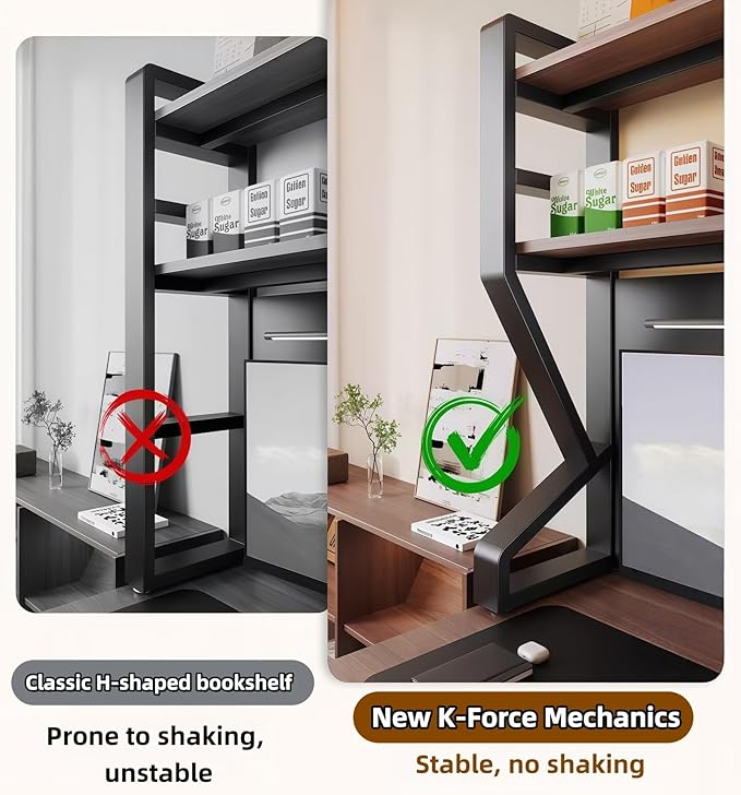 Desktop Hutch Bookshelf,Many Gifts,Metal Desktop Bookcase with pegboard, Desk Shelf White, Countertop Storage Organizer Rack for Dorm or Office,Desktop Shelves(White, 53.1" Lx9.9 Wx39 H)