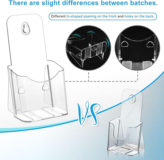 xydstay Brochure Holder 4x9 Inches Slant Back Design, Clear Display Stand, Plastic Table Stand Sign Holder,Pamphlet Holder Flyer Holder, Acrylic Display Stand, Acrylic Table Signs Plastic Paper Holder for Office, Home, Store, 4 Pack