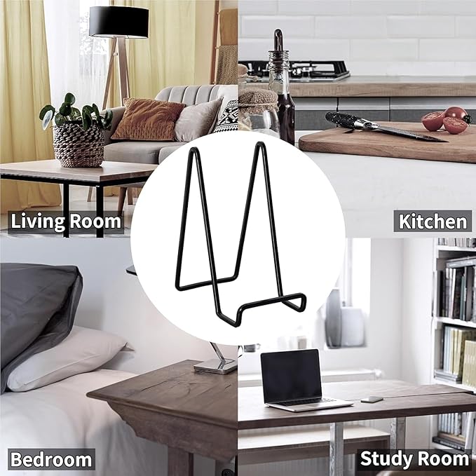 3 Pack 3 inch Metal Plate Stands for Display, Plate Holder Pictures Frame Easel Display Stand, Tabletop Picture Stand, Iron Easels for Display Photo Frames, Plates, Vinyl Record,Book, Sign(Black)