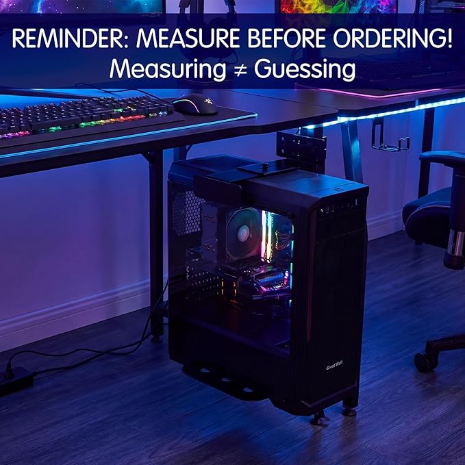 Relaxweex Under Desk PC Mount for Standing Desk Fits 65mm×45mm Legs PC Under Desks Mount 50lb Capacity Computer Holder Under Table Adjustable Computer Holders Clamp on Leg Holder, with Non Slip Pads