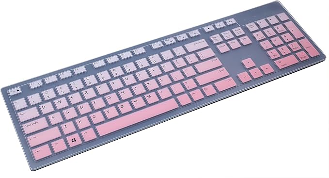 Keyboard Cover Skin Compatible for Dell KM636 KB216 KB216t KB216p Wireless/Wired Keyboard & Dell Optiplex 5250 3050 3240 5460 7450 7050, Inspiron AIO 3475/3670/3477 All-in One Desktop (Ombre Pink)