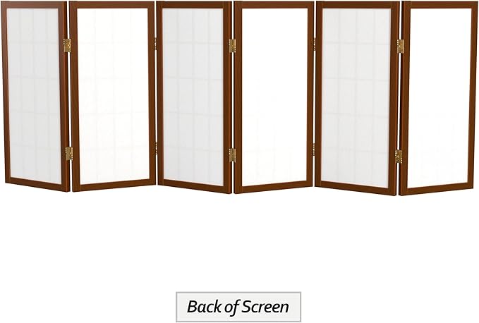 2 ft. Short Desktop Window Pane Shoji Screen - Walnut - 6 Panels