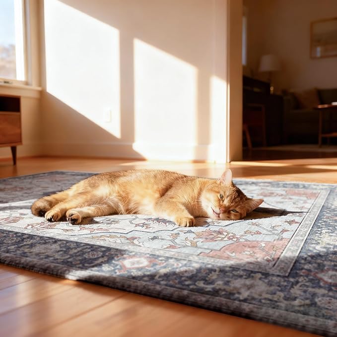 48"x60" Office Chair Mat for Hardwood, Under Desk Chair Mat for Home Office, Anti-Slip Office Rugs for Rolling Chairs, Floor Protector Washable Rugs Orange Multi