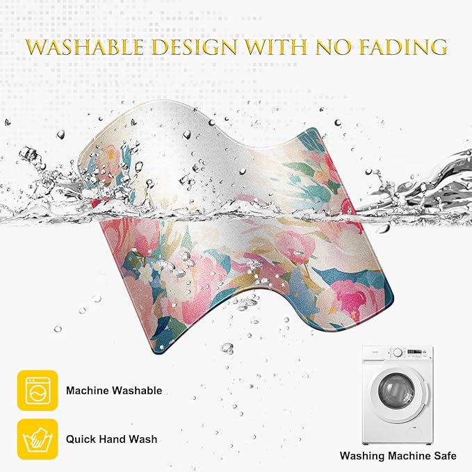 JIKIOU Mouse Pad with Stitched Edge, Comfortable Mouse Pads with Non-Slip Rubber Base, Washable Mousepads Bulk with Smooth Cloth, Mouse Pads for Computers Laptop Mouse 10.2x8.3x0.12inch Multi Peony