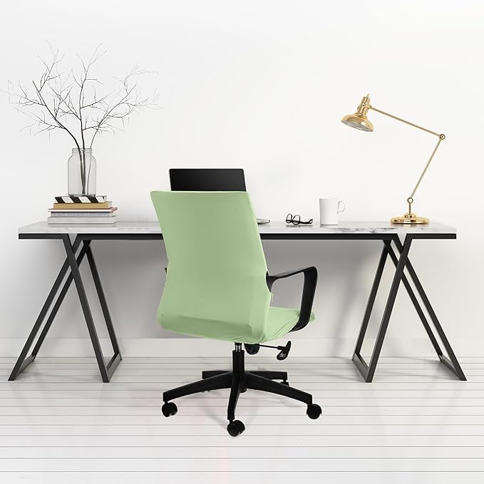 Tallew Office Chair Cover Stretchable Computer Universal Chair Seat Covers Removable Desk Chairs Slipcovers Washable Office Cushion Backrest for Rotating(Green)