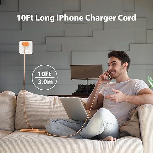 iPhone 17 16 15 Charger Fast Charging Type C Chargers USBC Fast Charger Block& iPhone 17 Charger Cord 10FT Long USB C Charging Cable for Phone 17/17 Pro/17Pro Max/Air/Phone 16 15 Pro Max,Cosmic Orange